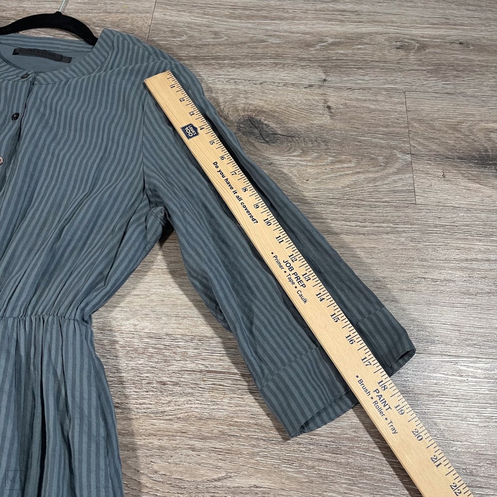 Jenni Kayne Women's Seersucker Shirt Dress Stripe Maxi 3/4 Sleeve Lined S Blue - Picture 6 of 8